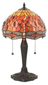 Interiors 1900 64092 Dragonfly Flame Tiffany 2 Light Small Table Lamp In Bronze With Shade