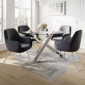 Cupric Clear Glass Top Dining Table With Tampere 4 Grey Chairs
