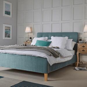 Paxton Velvet King Size Bed In Aqua