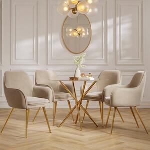 Cassia Clear Glass Top Dining Table With Tampere 4 Light Fawn Chairs