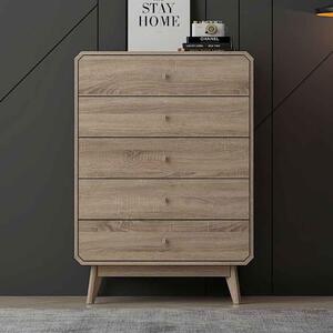 Beckley Wooden Chest Of 5 Drawers In Light Oak