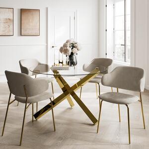 Cupric Clear Glass Top Dining Table With Dekalb 4 Wheat Chairs