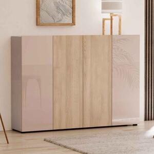 Inverness High Gloss Shoe Cabinet With 4 Doors In Cashmere