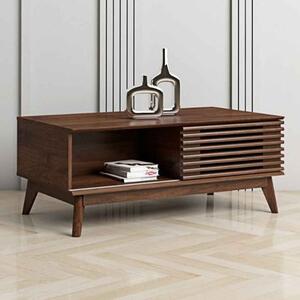 Ilford Wooden Coffee Table With 1 Sliding Door In Columbian Walnut