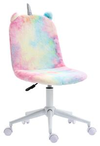 Vinsetto Unicorn Mid-Back Office Chair, Fluffy, Swivel Wheel, Cute Desk Seating, Rainbow Multi-Coloured