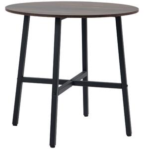 HOMCOM 85cm Dining Room Table, Industrial Style Kitchen Table Round with Steel Legs, Rustic Brown