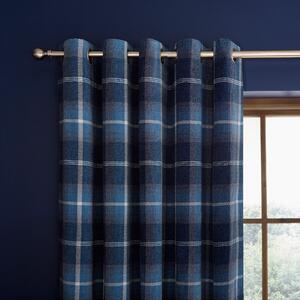 Ember Chenille Thermal Navy Eyelet Curtains Navy