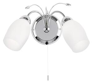 Morristown 2 Light Glass Twin Wall Light In Chrome And White