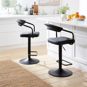 Houston Faux Leather Adjustable Height Swivel Bar Stool Charcoal