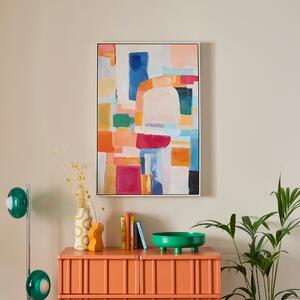 Elements Abstract Blocks Framed Canvas MultiColoured