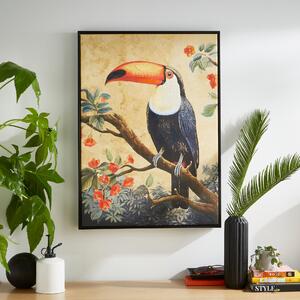 Exotic Bird Framed Canvas MultiColoured