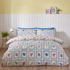 Catherine Lansfield Riviera Tiles Reversible Duvet Cover Bedding Set Blue