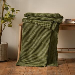 Pineapple Elephant Jaipur Waffle 150cm x 200cm Throw Olive Green