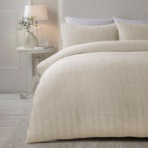 Serene Lindly Textured Waffle Duvet Cover Bedding Set Natural