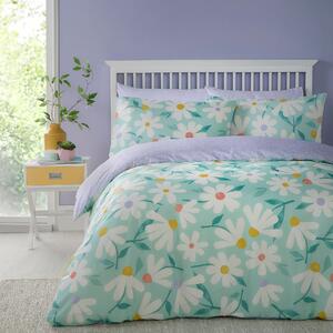 Fusion Daisy Floral Reversible Duvet Cover Bedding Set Duck Egg