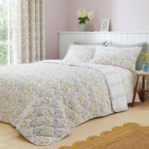 Dreams & Drapes Edith Floral Quilted Bedspread Set 200cm x 230cm Lilac