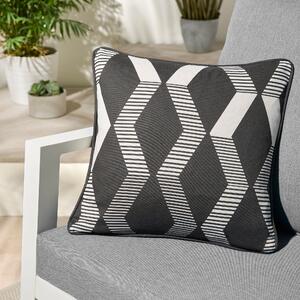 Fusion Rico Geometric Outdoor Filled Cushion 43cm x 43cm Black