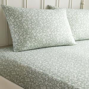 Dreams & Drapes Tess Floral Bed Linen Fitted Sheet Green