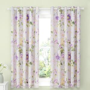 Dreams & Drapes Flourette Watercolour Floral Ready Made Eyelet Curtains 66 x 72 Lilac