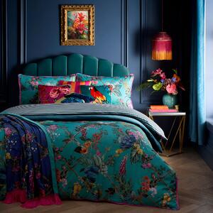 Laurence Llewelyn-Bowen Cotswold Fantasia Floral Stripe Duvet Cover Bedding Set Teal