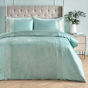 Soiree Iras Textured Pinsonic Duvet Cover Bedding Set Duck Egg