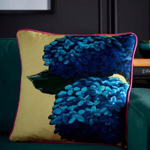 Laurence Llewelyn-Bowen Hiyah Hydrangea Velvet Soft Touch Filled Cushion 43cm x 43cm Lime