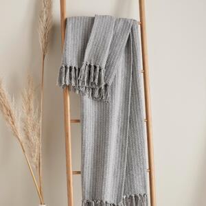 Drift Quinn Woven Stripe Throw Grey