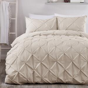 Serene Lara Ruched Pintuck Duvet Cover Bedding Set Natural