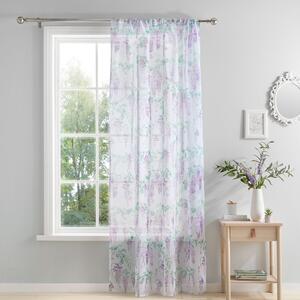 Dreams & Drapes Wisteria Floral Ready Made Single Voile Curtain Lilac