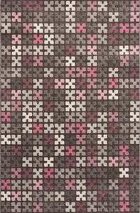 Modern Puzzle Charisma Rose & Frost Grey Area Rug 135x190cm