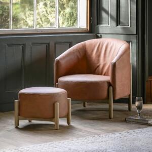 Belmont Footstool, Leather Brown