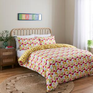 Elements Sten Yellow Duvet Cover and Pillowcase Set Yellow/White/Red