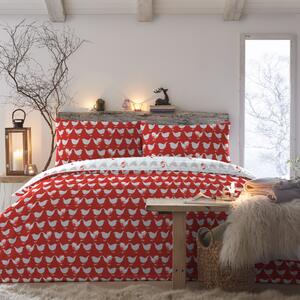 Christmas Geo Robin Duvet Cover Bedding Set Red