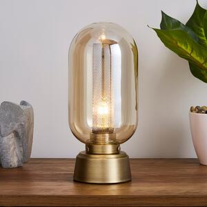 Safi Mesh Detail Touch Table Lamp Antique Brass Brown