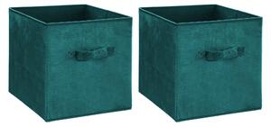 Mix and Modul Set of 2 Velvet Cube Storage Boxes Teal (Blue)