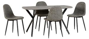 Athens Rectangular Dining Table with 4 Chairs, Grey Grey