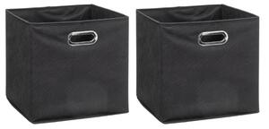 Mix and Modul Set of 2 Linen Effect Cube Storage Boxes Black