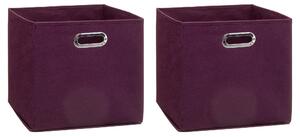Mix and Modul Set of 2 Linen Effect Cube Storage Boxes Purple