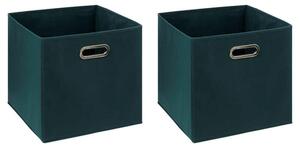 Mix and Modul Set of 2 Linen Effect Cube Storage Boxes Teal (Blue)
