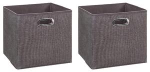 Mix and Modul Set of 2 Linen Effect Cube Storage Boxes Brown