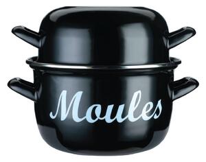 KitchenCraft World of Flavours Enamelled Steel Standard Mussel Pot 18cm Black