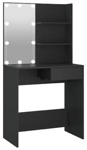 Dressing Table with LED Black 74.5x40x141 cm