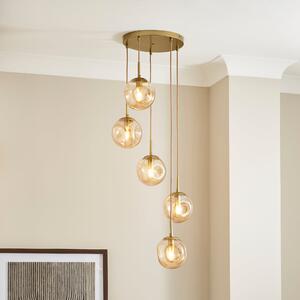 Alexis Amber 5 Light Cluster Ceiling Fitting Brown