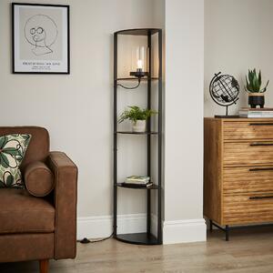 Keates Corner Shelved Floor Lamp Black