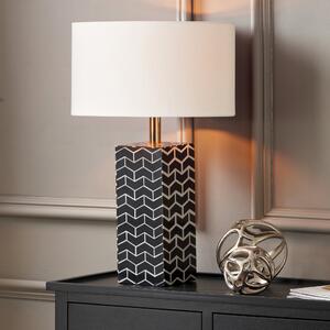 Elba Tessalated Square Table Lamp Black and white