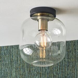 Florence Metal and Glass Flush Pendant Black