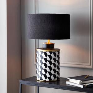 Victor Geometric Hand Painted Table Lamp Black and white