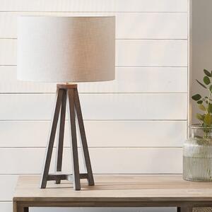 Whitby Wood Tapered 4 Post Linen Table Lamp Grey
