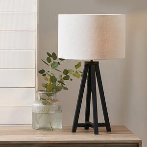 Whitby Wood Tapered 4 Post Linen Table Lamp Black