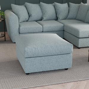 Blake Soft Texture Fabric Footstool Blue